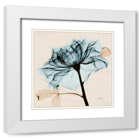 Teal Rose 2 White Modern Wood Framed Art Print with Double Matting by Koetsier, Albert