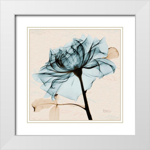 Teal Rose 2 White Modern Wood Framed Art Print with Double Matting by Koetsier, Albert