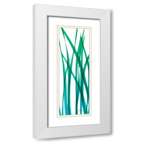 Snow Drop Flowing Blue Green White Modern Wood Framed Art Print with Double Matting by Koetsier, Albert