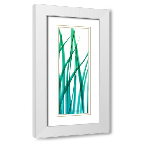 Snow Drop Flowing Blue Green 2 White Modern Wood Framed Art Print with Double Matting by Koetsier, Albert