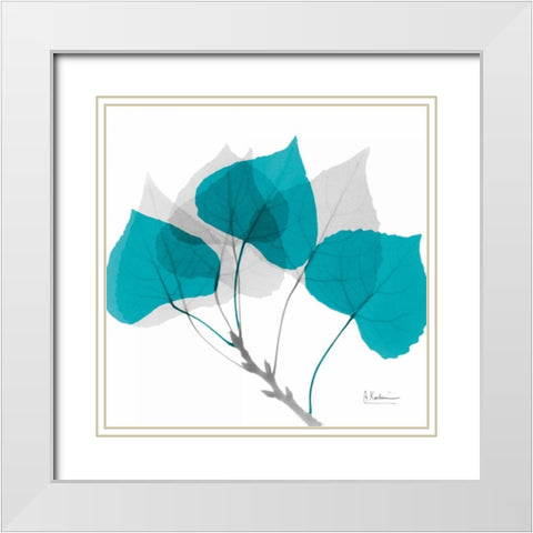 Aspen Teal E143 White Modern Wood Framed Art Print with Double Matting by Koetsier, Albert