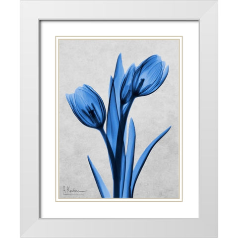 Midnight Tulips White Modern Wood Framed Art Print with Double Matting by Koetsier, Albert
