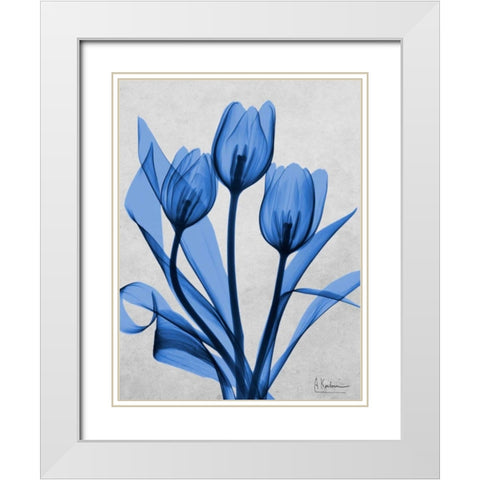 Midnight Tulips 2 White Modern Wood Framed Art Print with Double Matting by Koetsier, Albert