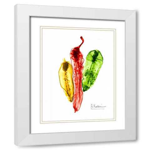 Peppers Picante White Modern Wood Framed Art Print with Double Matting by Koetsier, Albert