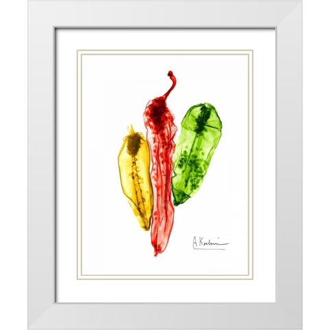 Peppers Picante White Modern Wood Framed Art Print with Double Matting by Koetsier, Albert