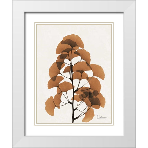 Aged Ginko White Modern Wood Framed Art Print with Double Matting by Koetsier, Albert