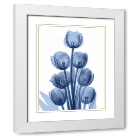 Indigo Spring Tulips White Modern Wood Framed Art Print with Double Matting by Koetsier, Albert