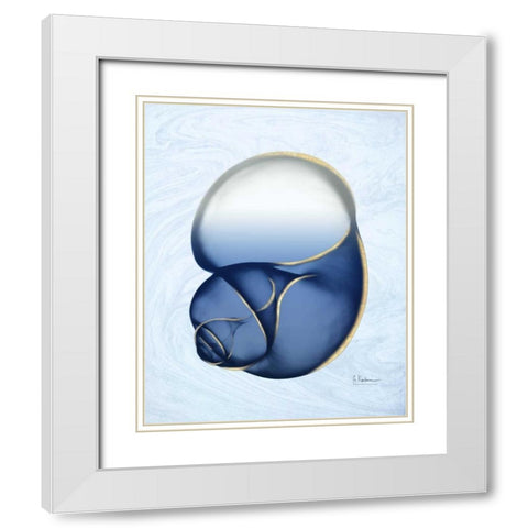 Marble Indigo Snail 1 White Modern Wood Framed Art Print with Double Matting by Koetsier, Albert