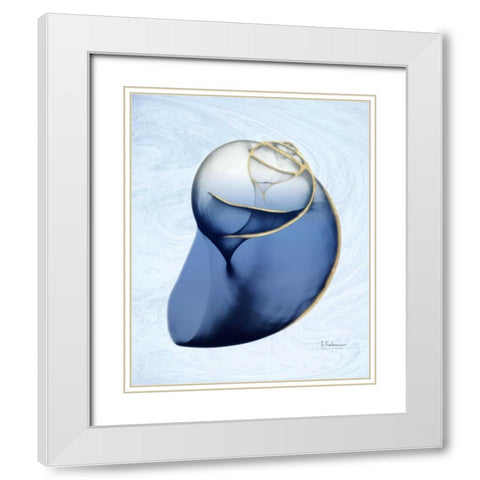 Marble Indigo Snail 2 White Modern Wood Framed Art Print with Double Matting by Koetsier, Albert