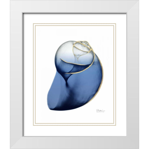 Shimmering Indigo Snail 2 White Modern Wood Framed Art Print with Double Matting by Koetsier, Albert