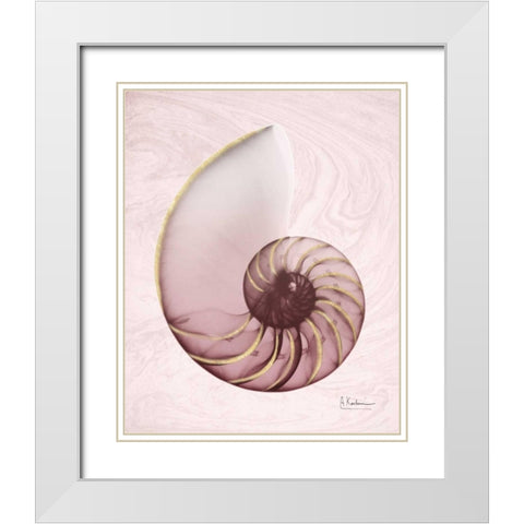 Marble Blush Snail 1 White Modern Wood Framed Art Print with Double Matting by Koetsier, Albert