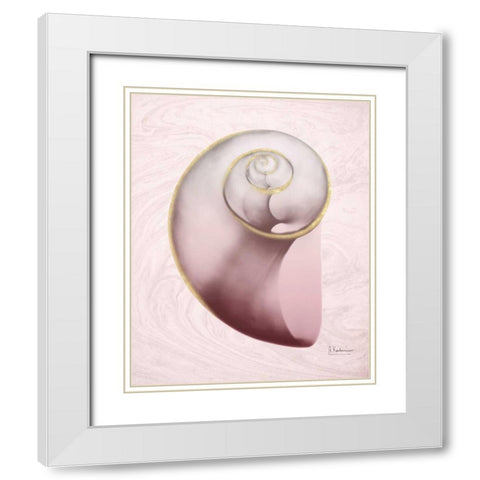 Marble Blush Snail 2 White Modern Wood Framed Art Print with Double Matting by Koetsier, Albert