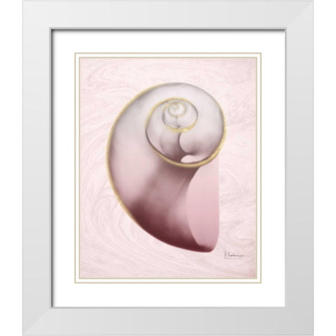 Marble Blush Snail 2 White Modern Wood Framed Art Print with Double Matting by Koetsier, Albert