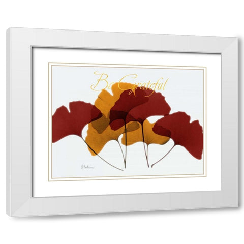 Grateful Gingko Fall White Modern Wood Framed Art Print with Double Matting by Koetsier, Albert