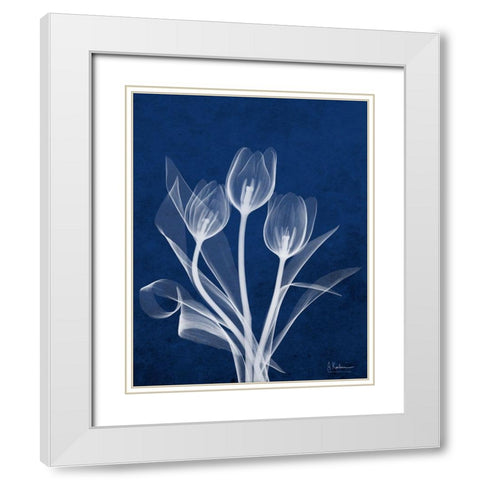 Ecto Indigo Tulips White Modern Wood Framed Art Print with Double Matting by Koetsier, Albert