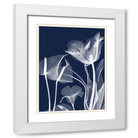 Navy Flora 2 White Modern Wood Framed Art Print with Double Matting by Koetsier, Albert