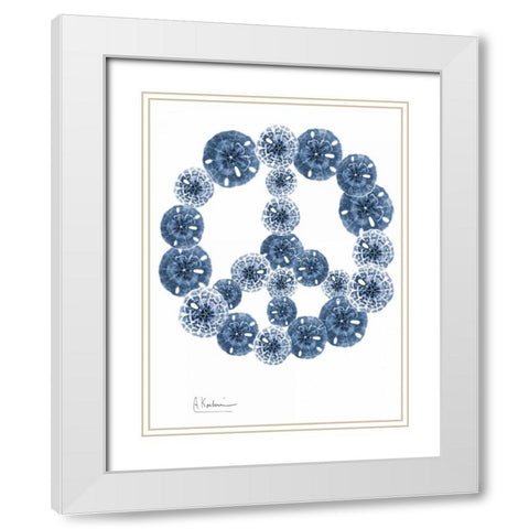 Peace Sand Dollars White Modern Wood Framed Art Print with Double Matting by Koetsier, Albert