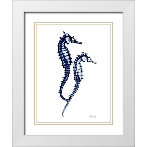 Indigo Horse Race 2 White Modern Wood Framed Art Print with Double Matting by Koetsier, Albert