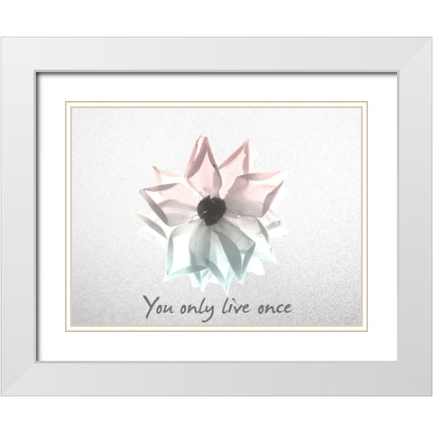 You Only Live Once Rose White Modern Wood Framed Art Print with Double Matting by Koetsier, Albert