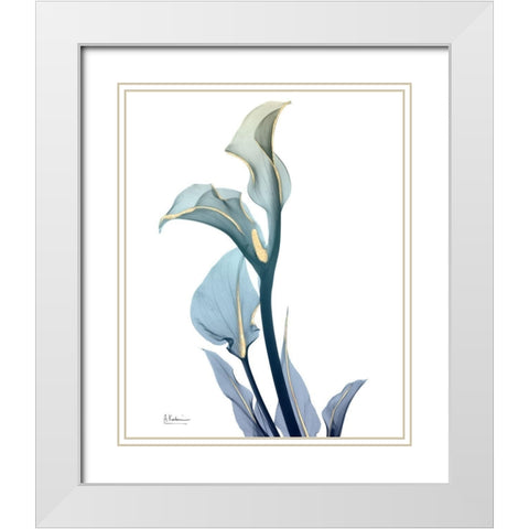 Gold Sprinkled Calla Lily White Modern Wood Framed Art Print with Double Matting by Koetsier, Albert