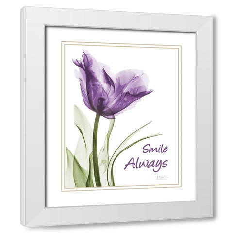 Smile Smiling Tulip White Modern Wood Framed Art Print with Double Matting by Koetsier, Albert