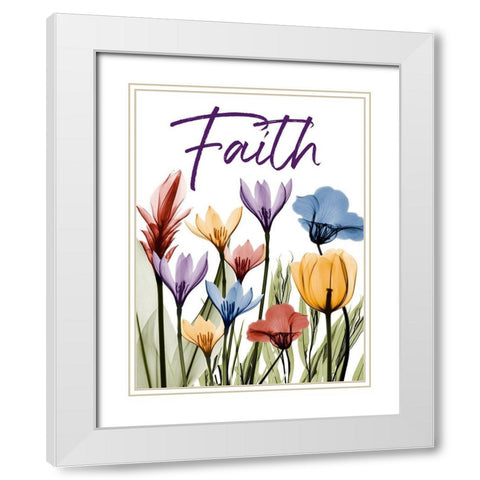 Faithful Flowerscape White Modern Wood Framed Art Print with Double Matting by Koetsier, Albert