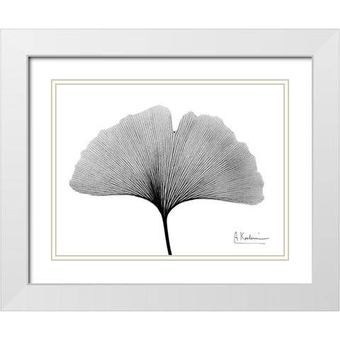 Inverted Ginko 1 White Modern Wood Framed Art Print with Double Matting by Koetsier, Albert