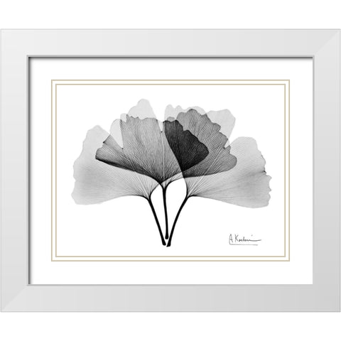 Inverted Ginko 2 White Modern Wood Framed Art Print with Double Matting by Koetsier, Albert