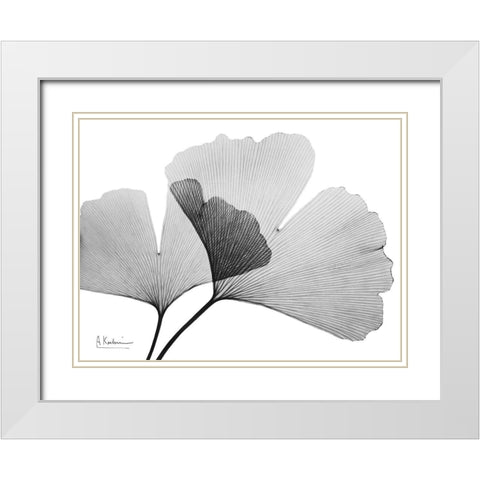 Inverted Ginko 3 White Modern Wood Framed Art Print with Double Matting by Koetsier, Albert