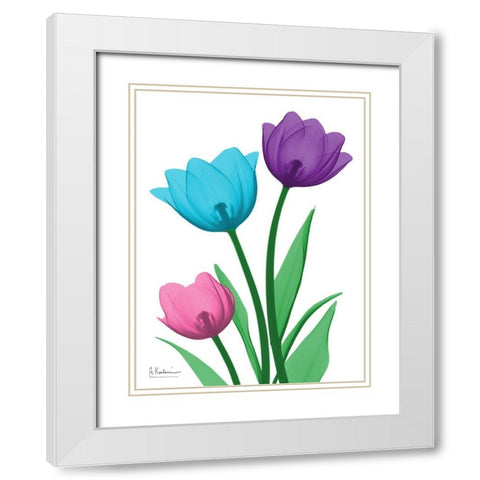 Shiny Tulips 1 White Modern Wood Framed Art Print with Double Matting by Koetsier, Albert
