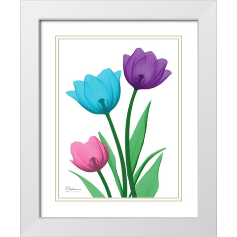 Shiny Tulips 1 White Modern Wood Framed Art Print with Double Matting by Koetsier, Albert