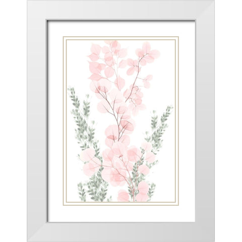 Blushing Bouquet 1 White Modern Wood Framed Art Print with Double Matting by Koetsier, Albert