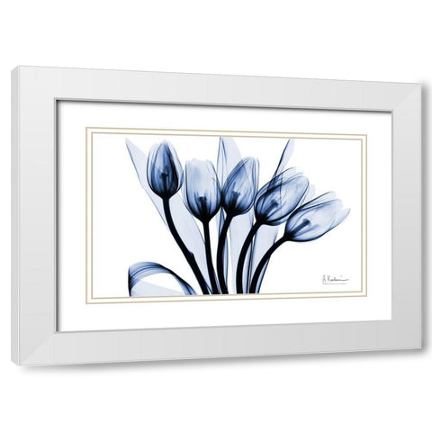 Marvelous Indigo Tulips 2 White Modern Wood Framed Art Print with Double Matting by Koetsier, Albert