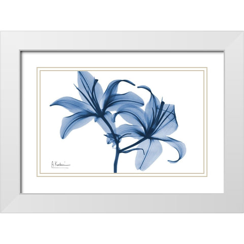 Indigo Infused Lily 2 White Modern Wood Framed Art Print with Double Matting by Koetsier, Albert