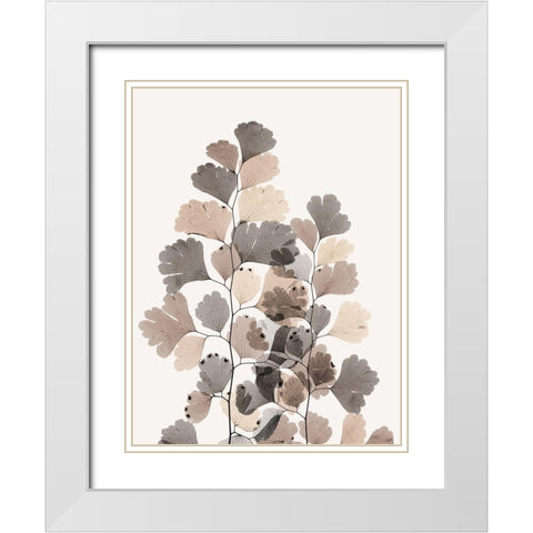 Earthy Maidenhair Fern White Modern Wood Framed Art Print with Double Matting by Koetsier, Albert