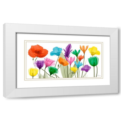 Pretty Floral Jewels 1 White Modern Wood Framed Art Print with Double Matting by Koetsier, Albert