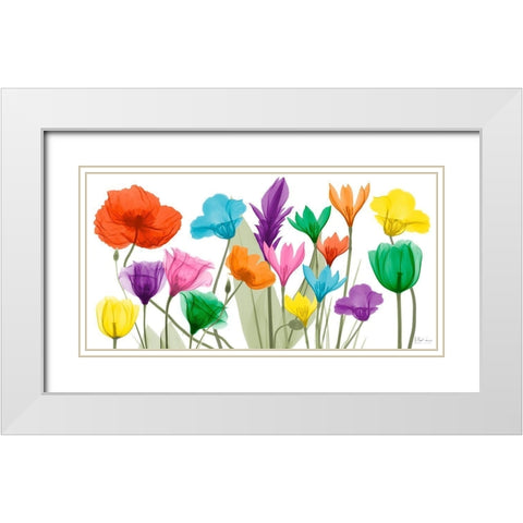 Pretty Floral Jewels 1 White Modern Wood Framed Art Print with Double Matting by Koetsier, Albert