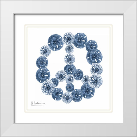 Peace Sand Dollars White Modern Wood Framed Art Print with Double Matting by Koetsier, Albert