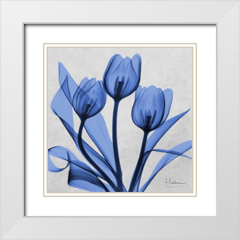 Midnight tulips 2 White Modern Wood Framed Art Print with Double Matting by Koetsier, Albert