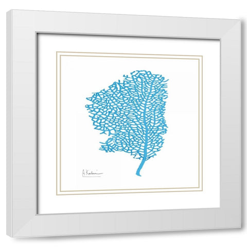 Cobalt Sea Fan 2 White Modern Wood Framed Art Print with Double Matting by Koetsier, Albert