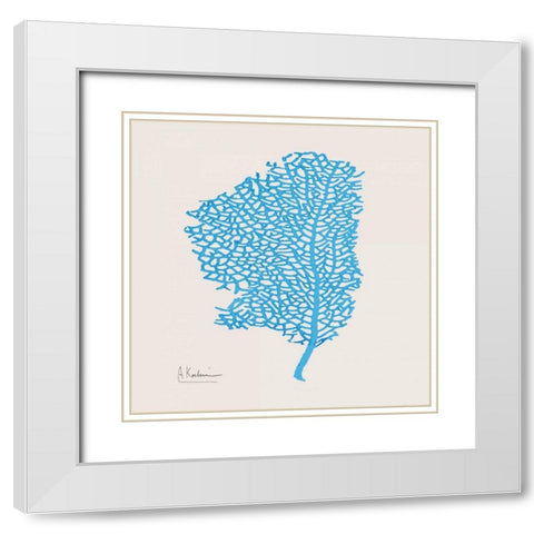 Cobalt Sea Fan White Modern Wood Framed Art Print with Double Matting by Koetsier, Albert