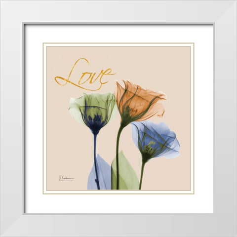 Gentian Love White Modern Wood Framed Art Print with Double Matting by Koetsier, Albert