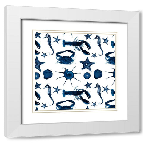 Aquatic Pattern 1 White Modern Wood Framed Art Print with Double Matting by Koetsier, Albert