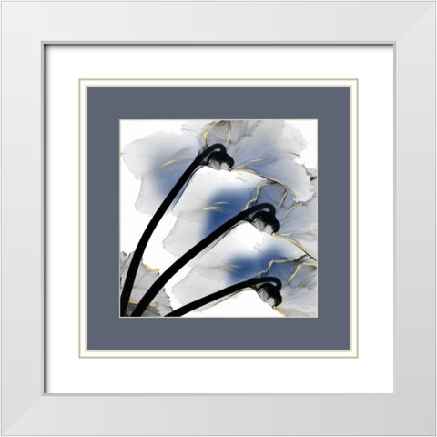 Indigo Luster Cyclamen Border White Modern Wood Framed Art Print with Double Matting by Koetsier, Albert