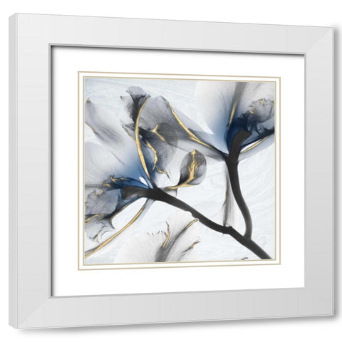 Indigo Luster Marble 2 White Modern Wood Framed Art Print with Double Matting by Koetsier, Albert