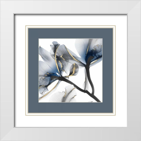 Indigo Luster Cyclamen Border 2 White Modern Wood Framed Art Print with Double Matting by Koetsier, Albert