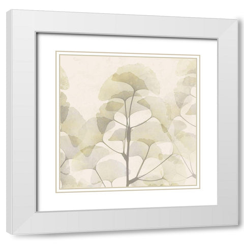 Sunkissed Ginko White Modern Wood Framed Art Print with Double Matting by Koetsier, Albert