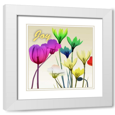 Floral Calm Pop Joy White Modern Wood Framed Art Print with Double Matting by Koetsier, Albert