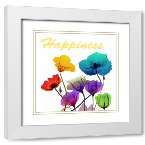 Floral Pop Happines White Modern Wood Framed Art Print with Double Matting by Koetsier, Albert