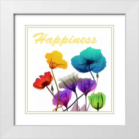 Floral Pop Happines White Modern Wood Framed Art Print with Double Matting by Koetsier, Albert